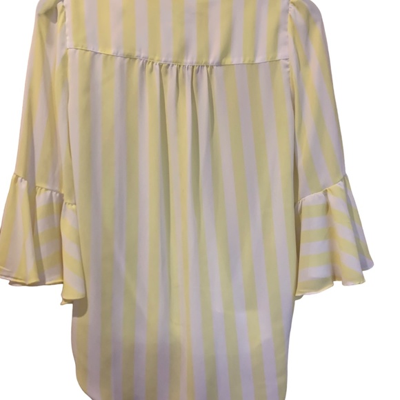 INC International Concepts Yellow Striped Blouse XS - Picture 2 of 3